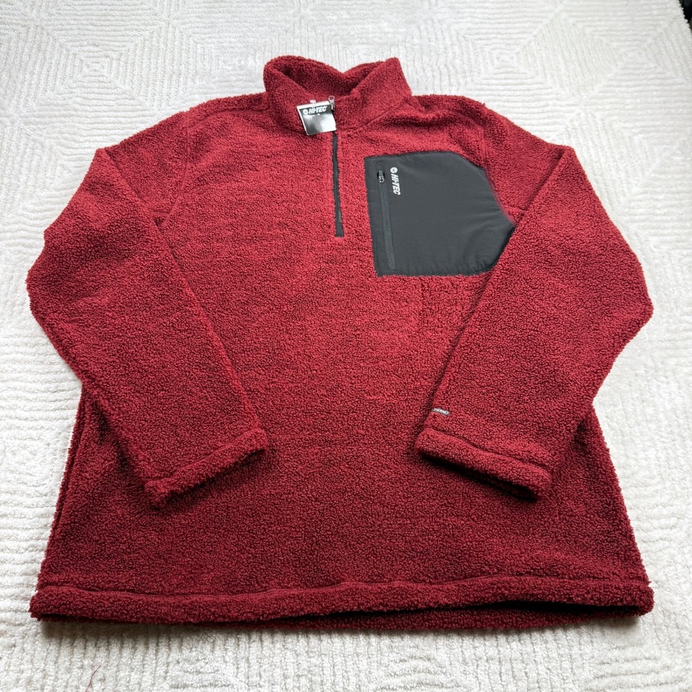 Hi-Tec Pullover Men's XL Thermo Sherpa Fleece Quarter Zip Red NWT Outdoor Cozy
